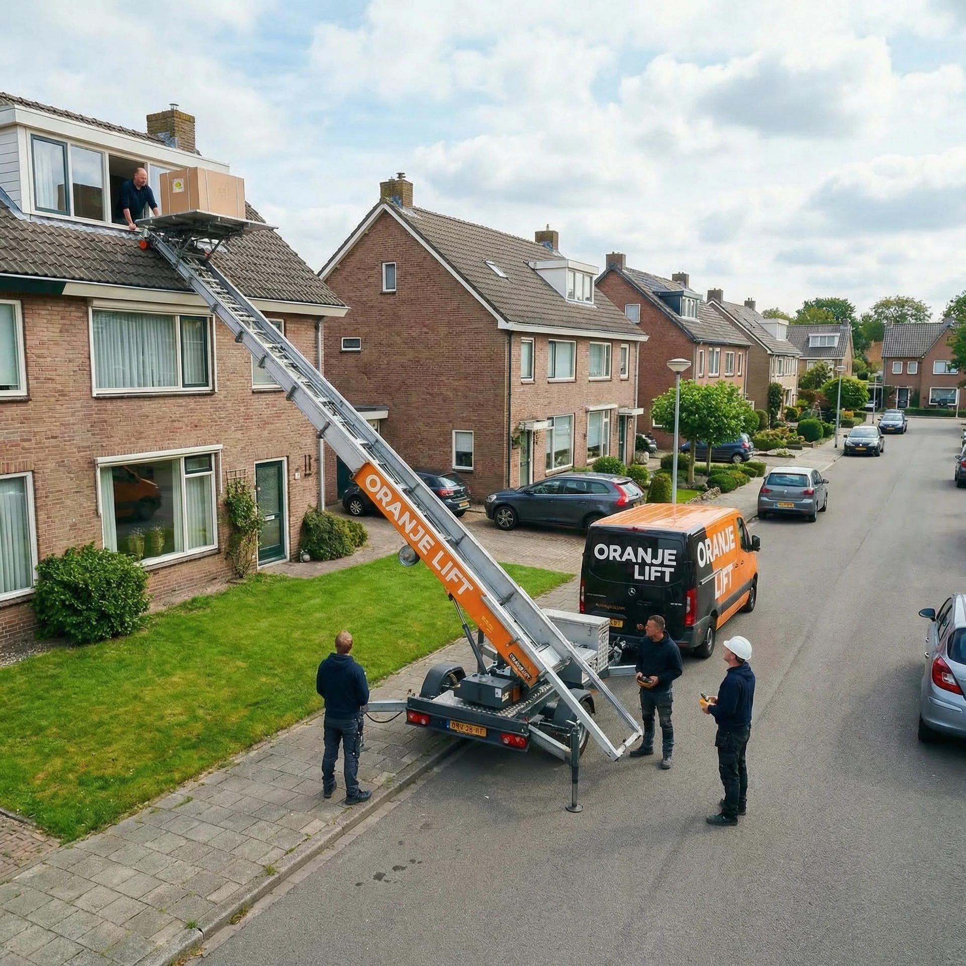 Verhuislift geplaatst in woonwijk Groningen